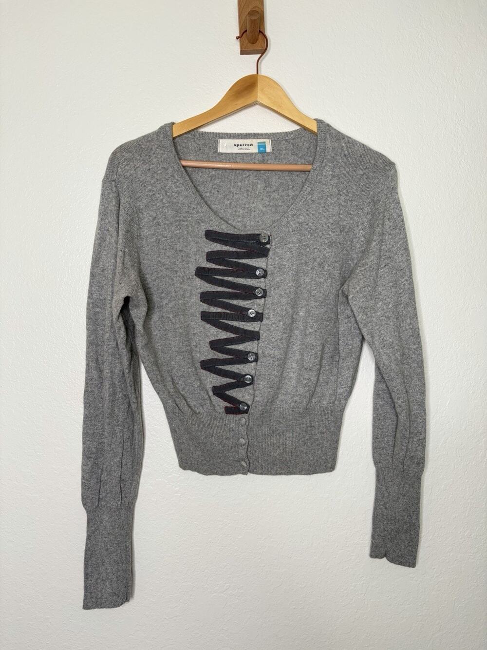Anthropologie Sparrow Lambswool Rabbit Hair Blend Grey Button Up Cardigan XL